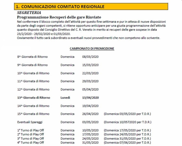 Calendario Promozione