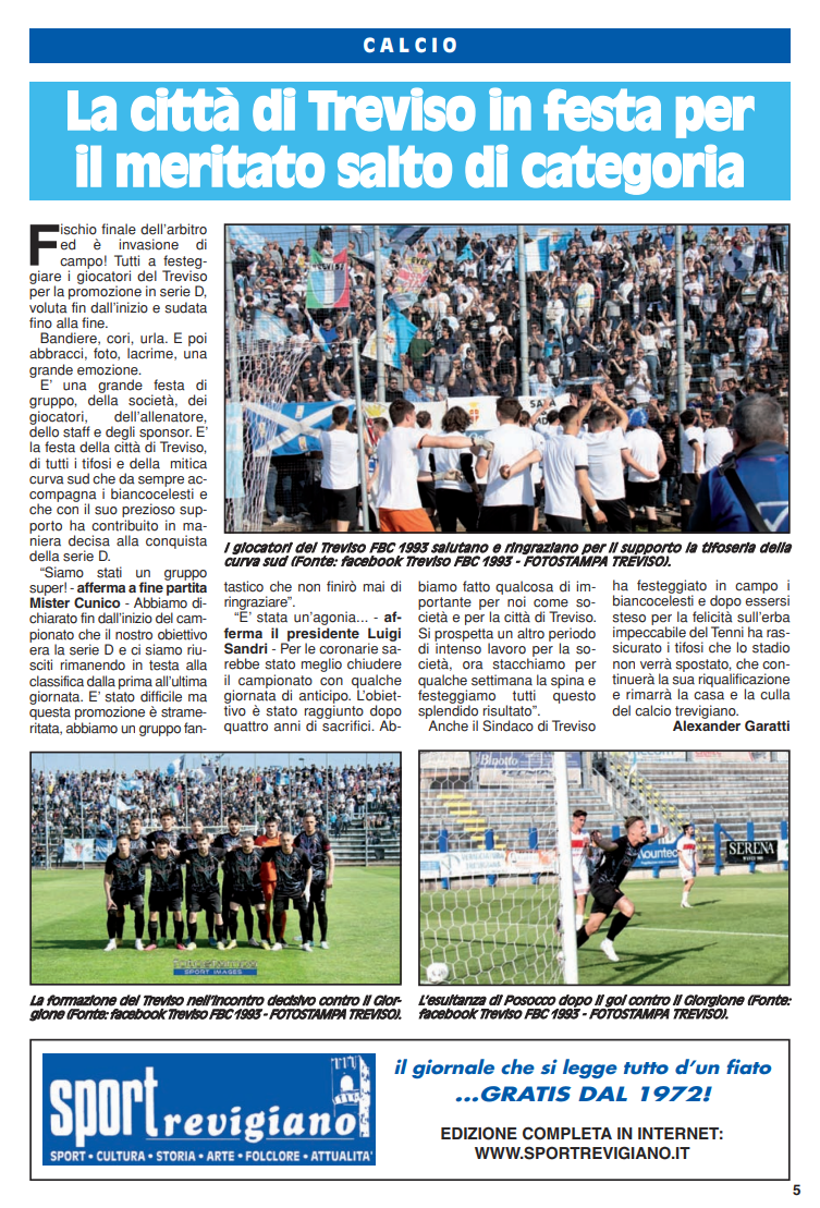 Treviso promosso in D, Sport Trevigiano pagina 2