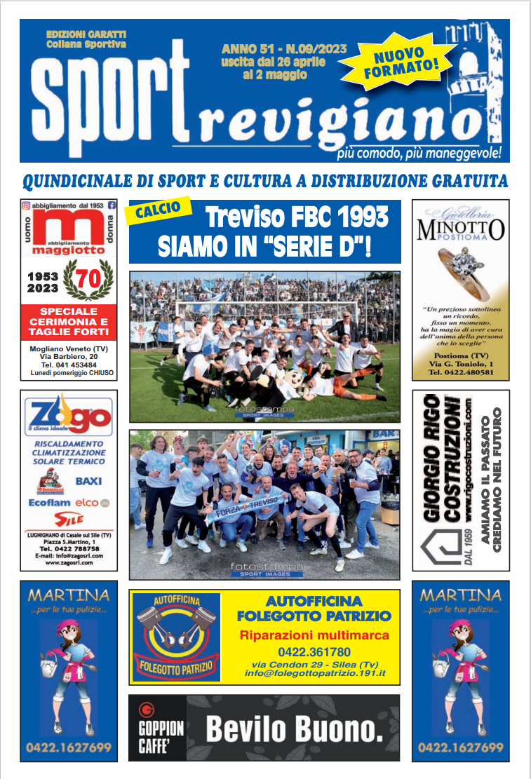 Treviso promosso in D, Sport Trevigiano prima pagina