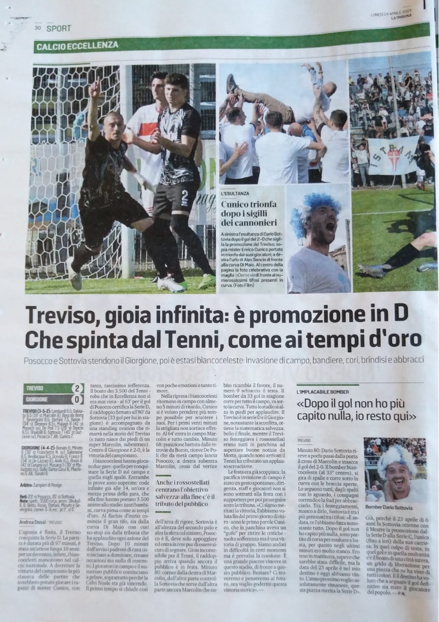 Treviso promosso in D, la tribuna di Treviso pagina 1