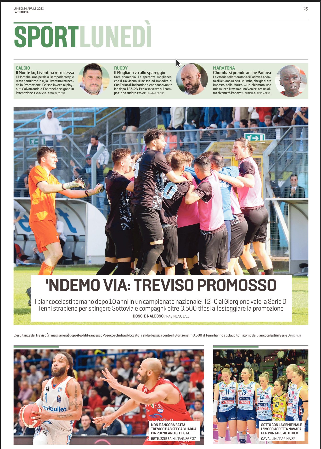 Treviso promosso in D, la tribuna di Treviso prima pagina sport HD