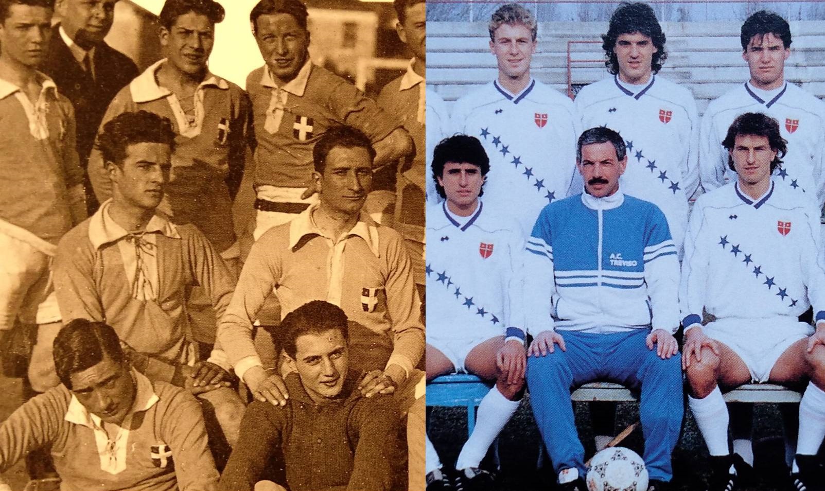 1919-1989: due diverse versioni dello stemma cittadino utilizzato dal Treviso calcio